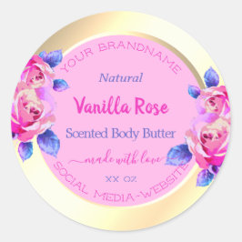 可愛いピンクと金ゴールド製品の包装ラベル可愛い ラウンドシール