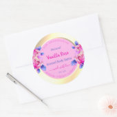 可愛いピンクと金ゴールド製品の包装ラベル可愛い ラウンドシール (封筒)