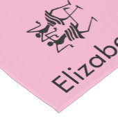 可愛いピンクと黒のシルエットお祝い ショートテーブルランナー (コーナー)