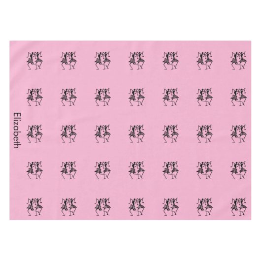 可愛いピンクと黒のシルエットお祝い テーブルクロス (正面(横))