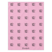 可愛いピンクと黒のシルエットお祝い テーブルクロス (正面)