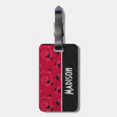 可愛いピンクと黒のレディバグ ラゲッジタグ (裏面縦)
