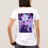 可愛いピンクと黒、白の小隈リトルデビル Tシャツ (裏面)