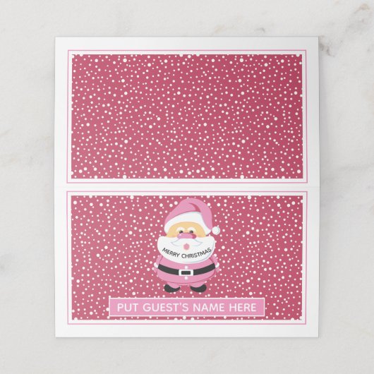 可愛いピンクのお洒落サンタクロースのクリスマスエスコート プレイスカード (外部開封)