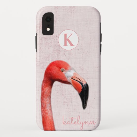 可愛いピンクののぞきーとブーのフラミンゴ写真モノグラム Case-Mate iPhoneケース (裏面)