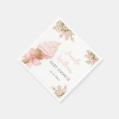 可愛いピンクのアイスクリームコーンボウベビーガールシャワー スタンダードカクテルナプキン (角)