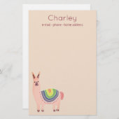 可愛いピンクのアルパ数々のカスケッチ 便箋 (正面/裏面)