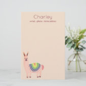 可愛いピンクのアルパ数々のカスケッチ 便箋 (スタンド正面)