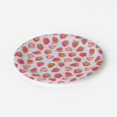 可愛いピンクのイチゴ柄 ペーパープレート (アングル)