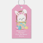 可愛いピンクのイースターパーソナライズされたバニー・チルドレン ギフトタグ (正面)