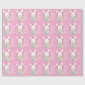 可愛いピンクのイースターパーソナライズされたバニー・チルドレン ラッピングペーパー (フラット)