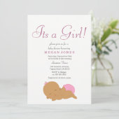 可愛いピンクのエスニックその女の子のシャワーの招待 招待状 (スタンド正面)