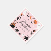 可愛いピンクのオレンジ色のハロウィーンベビーシャワー スタンダードカクテルナプキン (角)