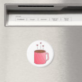 可愛いピンクのカップのコーヒー マグネット (インサイチュ (食洗機))