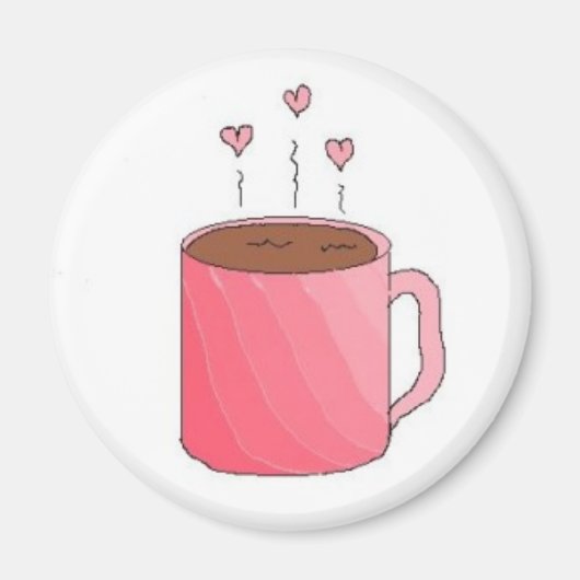 可愛いピンクのカップのコーヒー マグネット (正面)