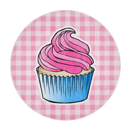 可愛いピンクのカップケーキ カッティングボード (正面)
