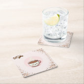 可愛いピンクのカフェオレコースター スクエアペーパーコースター (インサイチュ)