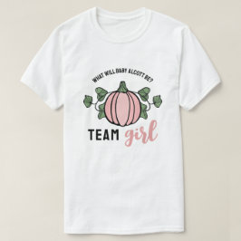 可愛いピンクのカボチャのチームガールジェンダーが登場 Tシャツ