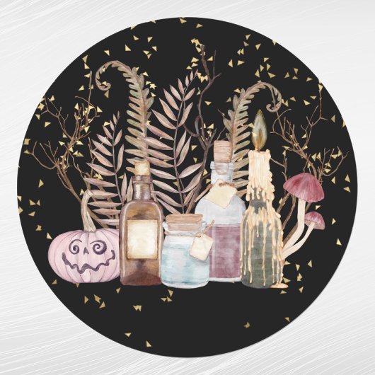 可愛いピンクのカボチャのポーション葉ハロウィーン ラウンドシール