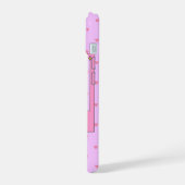 可愛いピンクのカメラのデザインのスマホケース iPhone 15ケース (左側面)