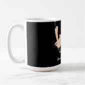 可愛いピンクのキスをする緑の鳥の枝名 コーヒーマグカップ (左)