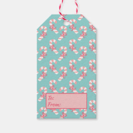 可愛いピンクのキャンディーキーン柄 – アクアブルークリスマス ギフトタグ