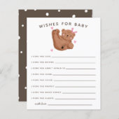 可愛いピンクのキューブベアシャワーの願いベビーカード (正面/裏面)