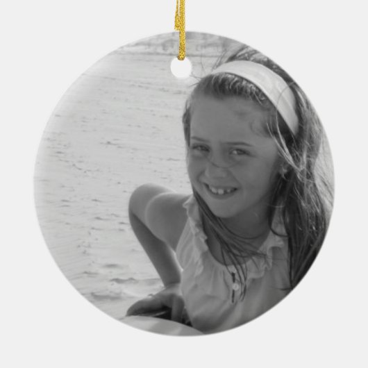 可愛いピンクのクリスマスエンジェルカスタムハート写真名 セラミックオーナメント (裏面)