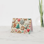 可愛いピンクのクリスマスクッキーカード シーズンカード (裏面)
