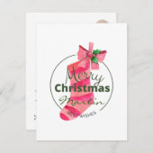 可愛いピンクのクリスマスソックスクリプトシック ノートカード (正面/裏面)