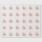 可愛いピンクのクリスマスラッピング紙名ベビーガール ラッピングペーパー (フラット)