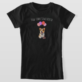 可愛いピンクのコーギーの誕生日ガール Tシャツ