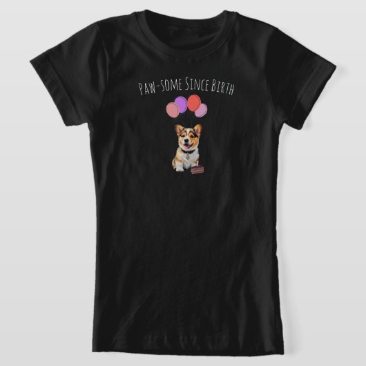 可愛いピンクのコーギーの誕生日ガール Tシャツ (レイダウン)