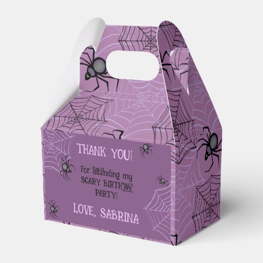 可愛いピンクのスパイダーハロウィーン誕生日お願いボックス フェイバーボックス (正面サイド)