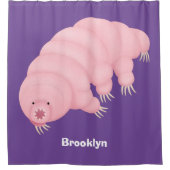 可愛いピンクのタディグレード水クマの漫画 シャワーカーテン (正面)