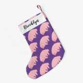 可愛いピンクのタディグレード水クマの漫画 スモールクリスマスストッキング (裏面 (吊り時))