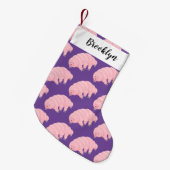 可愛いピンクのタディグレード水クマの漫画 スモールクリスマスストッキング (正面 (吊り時))