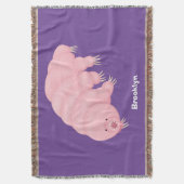 可愛いピンクのタディグレード水クマの漫画 スローブランケット (正面縦)