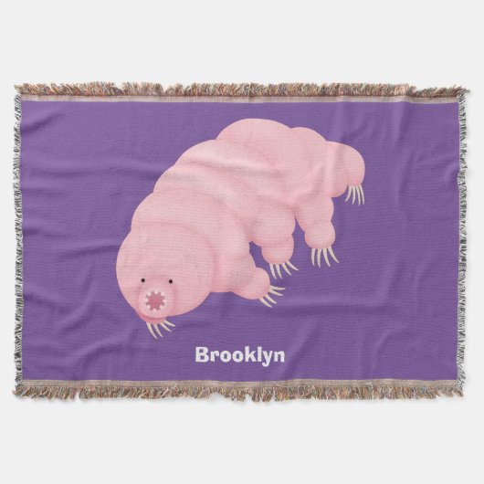 可愛いピンクのタディグレード水クマの漫画 スローブランケット (正面)