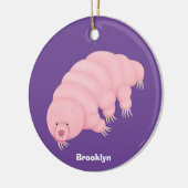 可愛いピンクのタディグレード水クマの漫画 セラミックオーナメント (左)