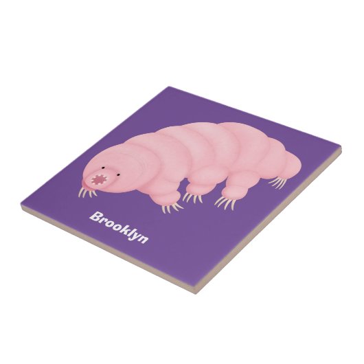 可愛いピンクのタディグレード水クマの漫画 タイル (側面)