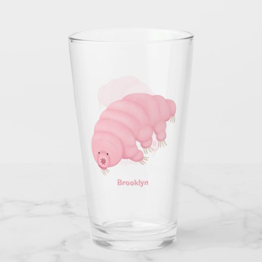 可愛いピンクのタディグレード水クマの漫画 タンブラーグラス (裏面)