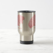 可愛いピンクのタディグレード水クマの漫画 トラベルマグ (中央)