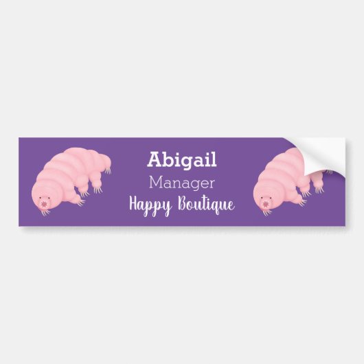 可愛いピンクのタディグレード水クマの漫画 バンパーステッカー (正面)