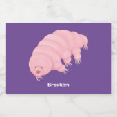 可愛いピンクのタディグレード水クマの漫画 フードラベル (シングルラベル)