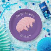 可愛いピンクのタディグレード水クマの漫画 ペーパープレート (パーティー)