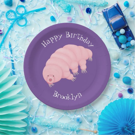 可愛いピンクのタディグレード水クマの漫画 ペーパープレート (パーティー)