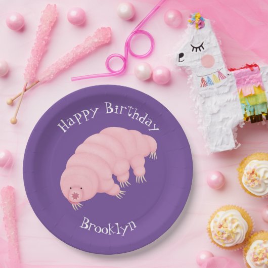 可愛いピンクのタディグレード水クマの漫画 ペーパープレート (パーティー)