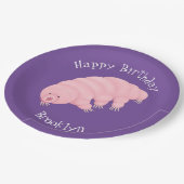 可愛いピンクのタディグレード水クマの漫画 ペーパープレート (アングル)