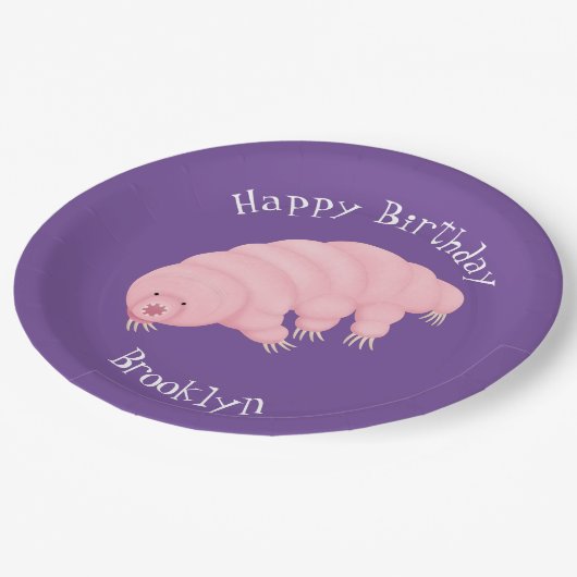 可愛いピンクのタディグレード水クマの漫画 ペーパープレート (アングル)